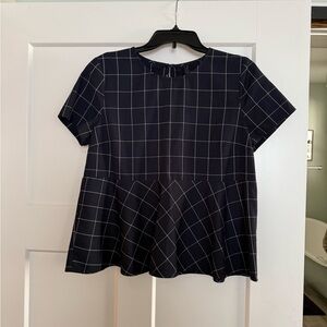 J. Crew Blue Peplum Blouse with Boxy Style